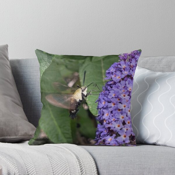 Item preview, Hummingbird Hawk-Moth feeding on Purple Butterfly Bush designed and sold by Astute-Artio-Photography.
