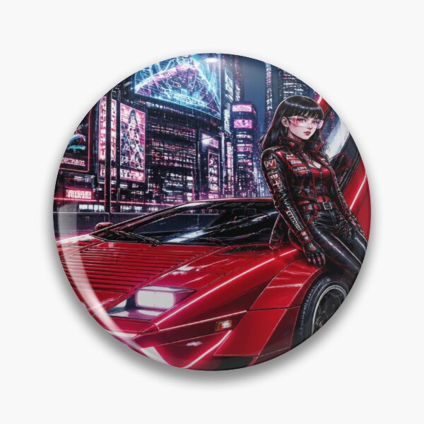Item preview, Cyberpunk Wedge Supercar - Red Turbo Neon  designed and sold by JMAVILA ART.