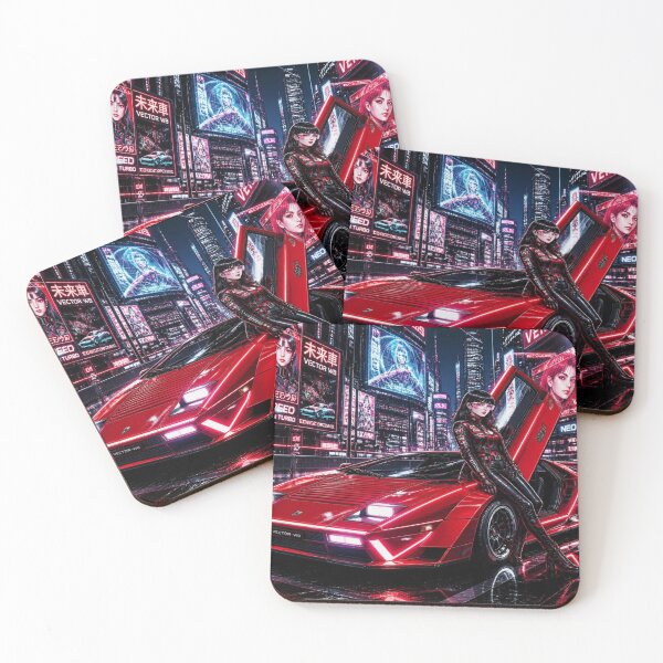 Item preview, Cyberpunk Wedge Supercar - Red Turbo Neon  designed and sold by JMAVILA ART.