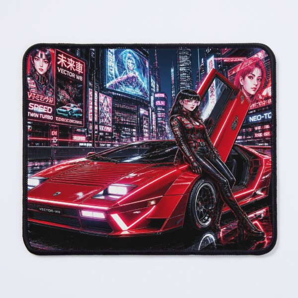 Item preview, Cyberpunk Wedge Supercar - Red Turbo Neon designed and sold by JMAVILA ART.