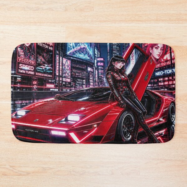 Item preview, Cyberpunk Wedge Supercar - Red Turbo Neon  designed and sold by JMAVILA ART.