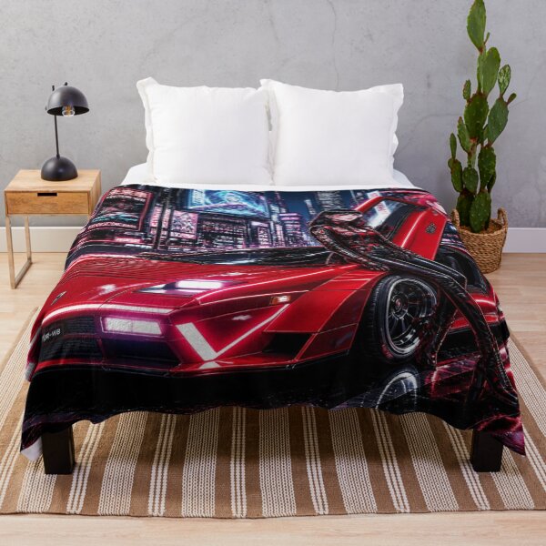 Item preview, Cyberpunk Wedge Supercar - Red Turbo Neon designed and sold by JMAVILA ART.