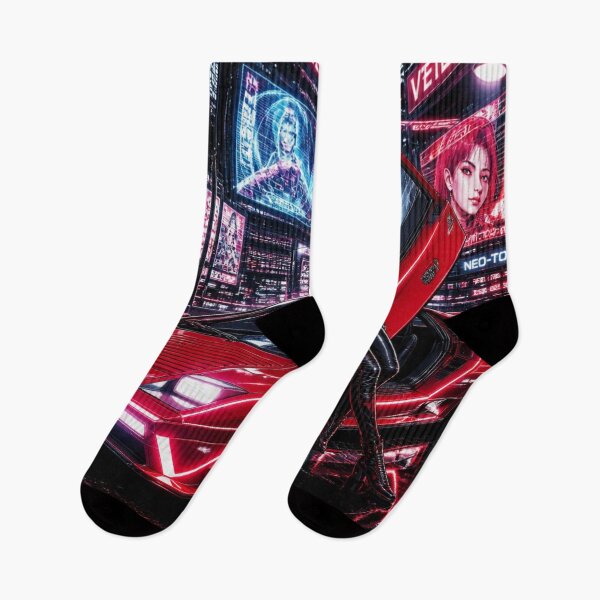 Item preview, Cyberpunk Wedge Supercar - Red Turbo Neon  designed and sold by JMAVILA ART.
