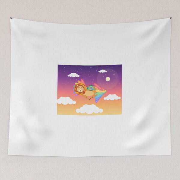 Item preview, Flying Lion & Turtle Sunset Sky Illustration designed and sold by Utibe123.