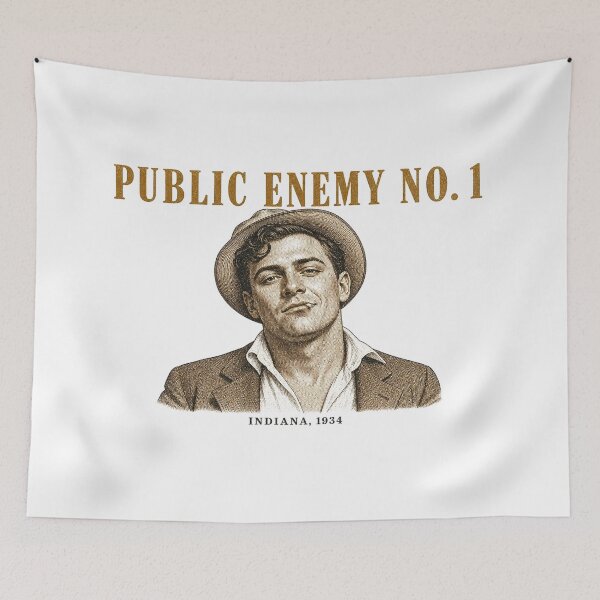 Item preview, Public Enemy No. 1 Vintage Halftone Outlaw Portrait 1930s designed and sold by Art&Fun.