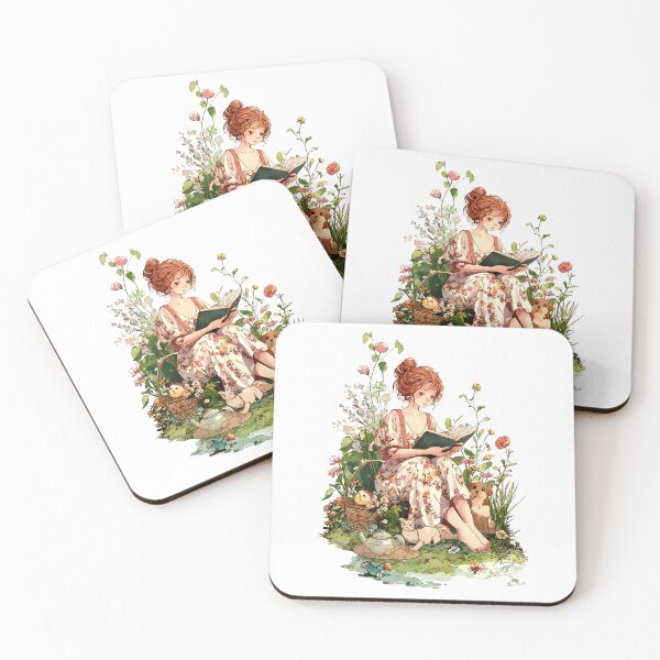 Item preview, cute girl reading book cottagecore designed and sold by lakanarivas.