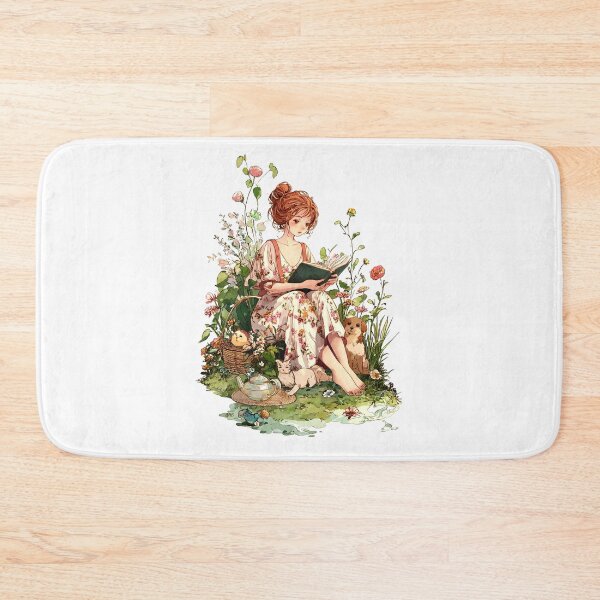 Item preview, cute girl reading book cottagecore designed and sold by lakanarivas.