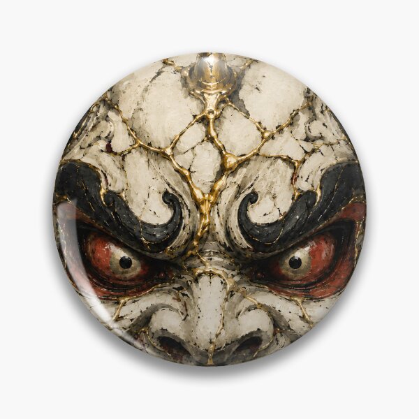 Item preview, Gothic Japanese Art - Golden Fracture Oni Mask designed and sold by MouradStudio.
