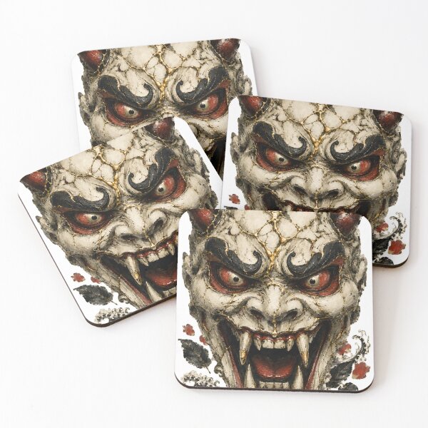 Item preview, Gothic Japanese Art - Golden Fracture Oni Mask designed and sold by MouradStudio.