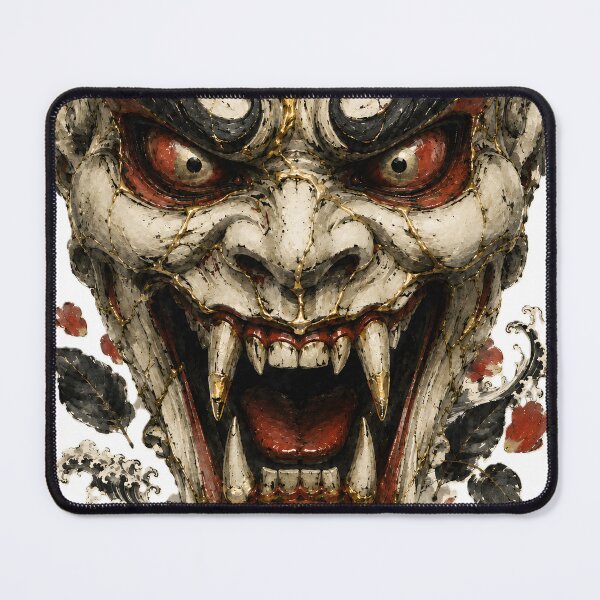 Item preview, Gothic Japanese Art - Golden Fracture Oni Mask designed and sold by MouradStudio.