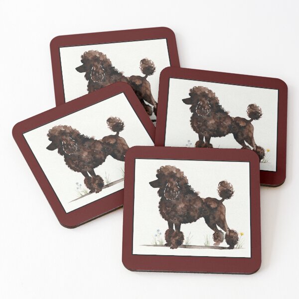 Item preview, Caniche de pie orgulloso - en una suave silueta de acuarela marrón intenso designed and sold by mediafreespirit.