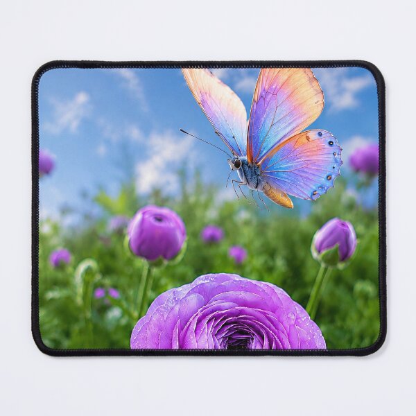 Item preview, Ethereal Purple Ranunculus and Butterfly in a Spring Garden designed and sold by Vaelia.