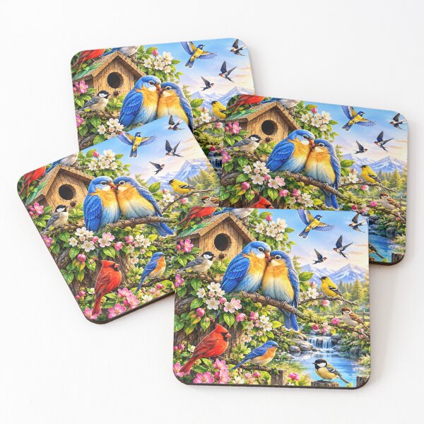 Item preview, Colorful birds in a blooming paradise designed and sold by urbanshop7.