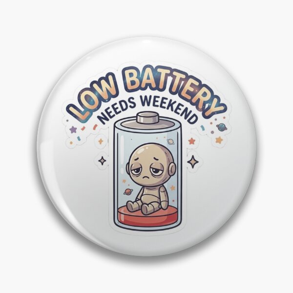 Item preview, Low Battery Needs Weekend Funny Office Sticker: Relatable Work Burnout & Student Humor designed and sold by Sema Sema.