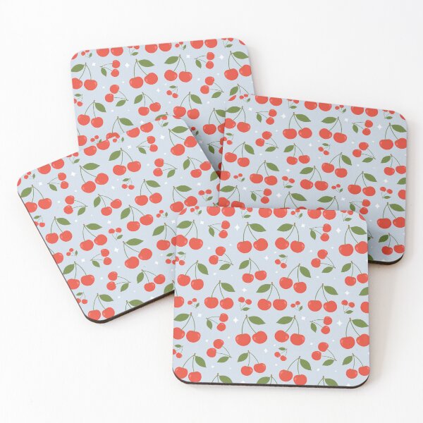 Item preview, ⁠Aesthetic Red Cherry Fruit Seamless Pattern Pastel Blue⁠ designed and sold by Teenidesign .