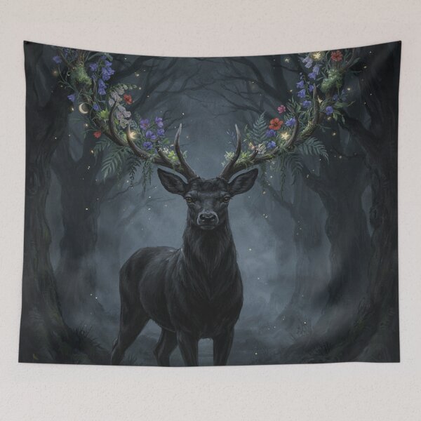 Item preview, Mystical Deer Enchanted Forest Gothic Fantasy Art designed and sold by JanjjaSoulInk.