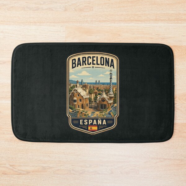 Item preview, Barcelona Spain Travel Poster Park Guell Gaudi Vintage Retro Badge Sticker Design designed and sold by Travel Souvenirs 30.