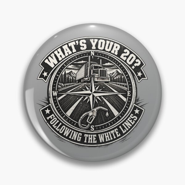 Item preview, ¿Cuál es tu 20? Siguiendo las líneas blancas - Emblema de brújula de camionero vintage designed and sold by NomadForge.