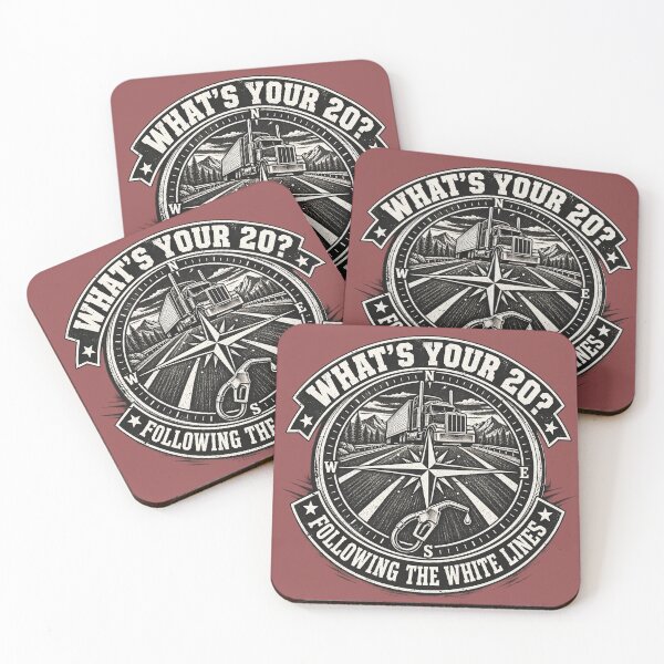 Item preview, What's Your 20? Following The White Lines - Vintage Trucker Compass Emblem designed and sold by NomadForge.