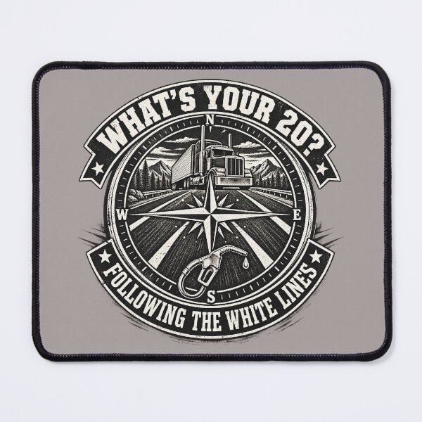 Item preview, What's Your 20? Following The White Lines - Vintage Trucker Compass Emblem designed and sold by NomadForge.
