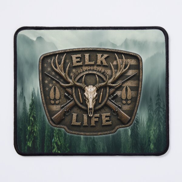 Item preview, Elk Life American Flag Trophy Bull Elk Rifle Hunting Badge Wall Art for Big Game Hunters designed and sold by artistwill.