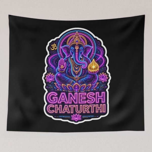 Item preview, Neon Ganesha Chaturthi Divine Blessing designed and sold by ExploreAura Studio.