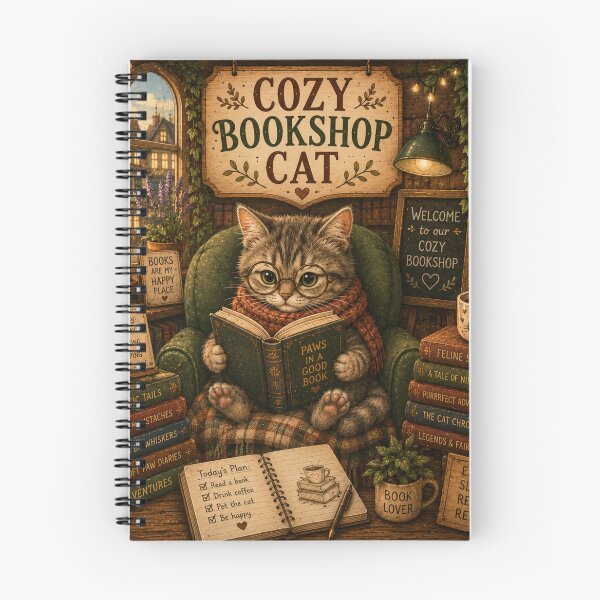 Item preview, Cozy Bookshop Cat – Cute Cat Book Lover Reading Design designed and sold by Sema Sema.