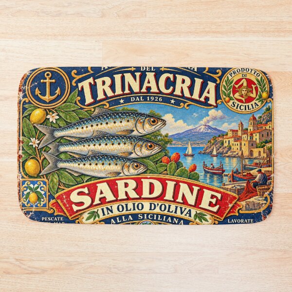 Item preview, Vintage Sicilian Sardine Tin Label designed and sold by newnomads-art.