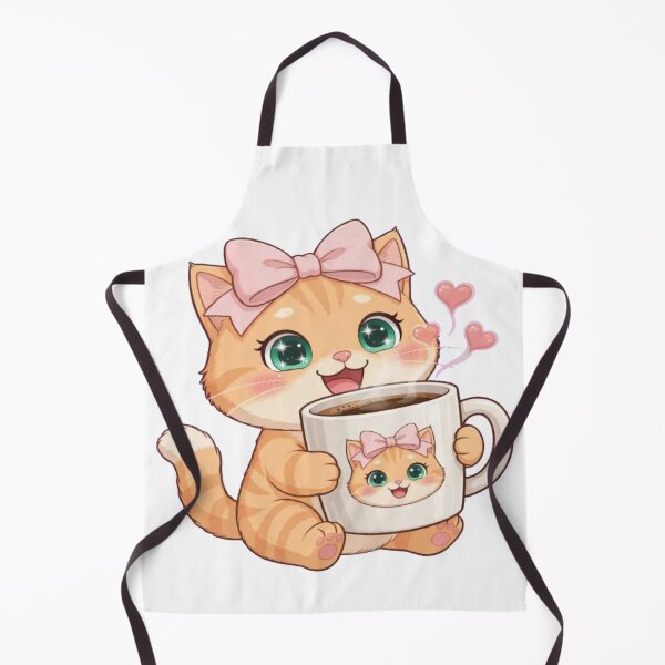 Item preview, Cute Kawaii Cat Drinking Coffee with Hearts designed and sold by Luna's World .