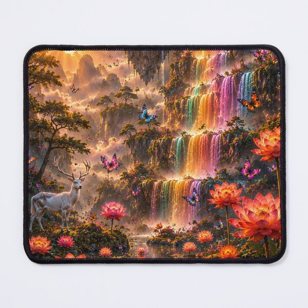 Item preview, Rainbow Waterfall Lotus Pond Deer designed and sold by nardreelxz.