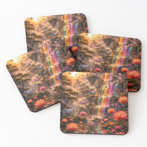 Item preview, Rainbow Waterfall Lotus Pond Deer designed and sold by nardreelxz.