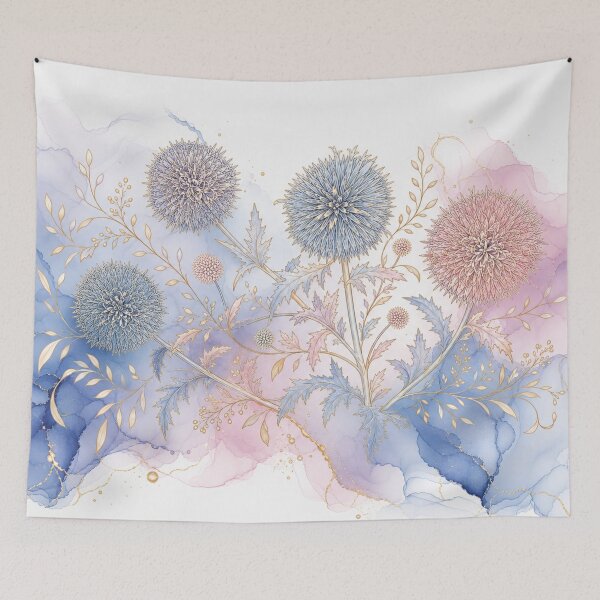 Item preview, Pastel Blue and Gold Botanical Floral Illustration designed and sold by AneissPiaf.