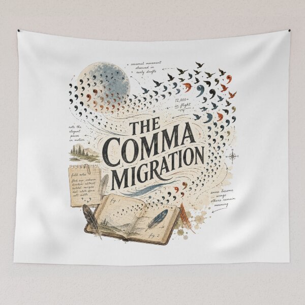 Item preview, The Comma Migration – Surreal Writer & Poetcore Typography designed and sold by Golden Era Studio.
