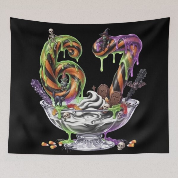 Item preview, 67 Meme Halloween Costume Merch |Dessert Sundae Bowl | 67 Meme | Trending | Skeleton | Candy Corn designed and sold by TeenLake.