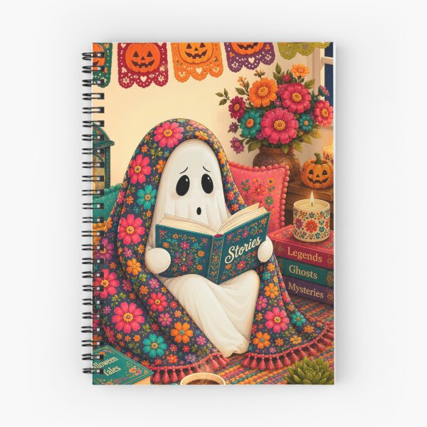 Item preview, Cozy Ghost Reading Spooky Stories | Boho Floral Halloween designed and sold by DudasAmiles.