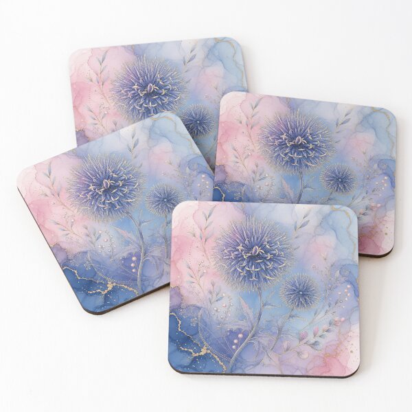 Item preview, Ethereal Blue Thistle Pastel Alcohol Ink Floral Art designed and sold by AneissPiaf.
