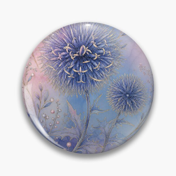 Item preview, Ethereal Blue Thistle Pastel Alcohol Ink Floral Art designed and sold by AneissPiaf.