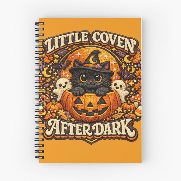 Item preview, Retro Halloween Black Cat Witch – Little Coven After Dark Embroidered Pumpkin designed and sold by Emoji Emblems.