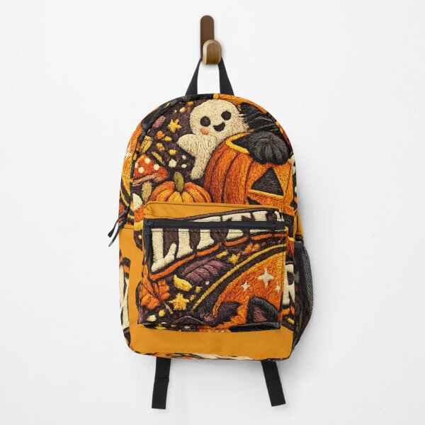Item preview, Retro Halloween Black Cat Witch – Little Coven After Dark Embroidered Pumpkin designed and sold by Emoji Emblems.