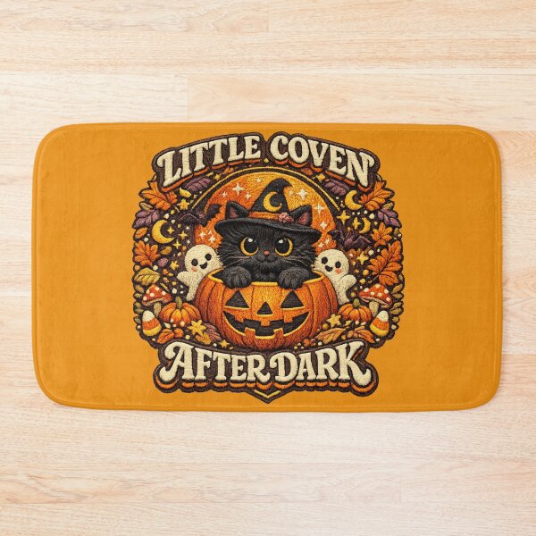Item preview, Retro Halloween Black Cat Witch – Little Coven After Dark Embroidered Pumpkin designed and sold by Emoji Emblems.
