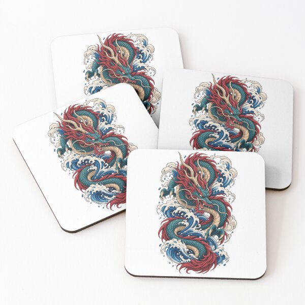 Item preview, Japanese Dragon and Waves designed and sold by ichiyori.