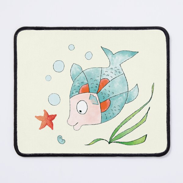 Item preview, Turquoise fish with a starfish and a paramecium. Watercolor illustration designed and sold by Origillus.