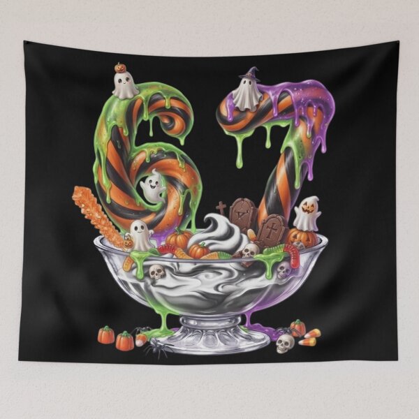 Item preview, 67 Meme Halloween Costume Merch | Slime Dessert Sundae Bowl | 67 Meme | Trending | Ghosts | Candy Corn | Pumpkins designed and sold by TeenLake.