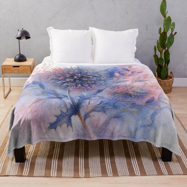 Item preview, Pastel Watercolor Blue Thistle Floral Splash Art designed and sold by AneissPiaf.