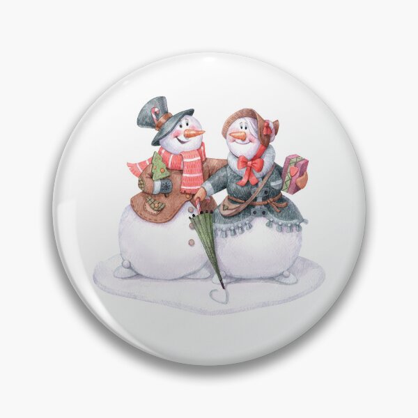 Item preview, Snowman Couple with Gift and Umbrella designed and sold by White Rabbit Design .