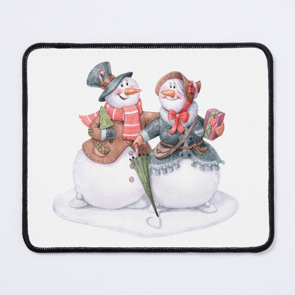 Item preview, Snowman Couple with Gift and Umbrella designed and sold by White Rabbit Design .