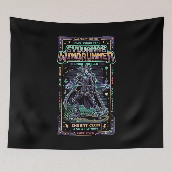 Item preview, Sylvanas Windrunner Dark Ranger Warcraft Arcade Retro Pixel Art designed and sold by RatherCreative.