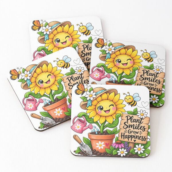 Item preview, Plant Smiles Grow Happiness – Cute Sunflower Garden designed and sold by Julie Leisure Gardening.