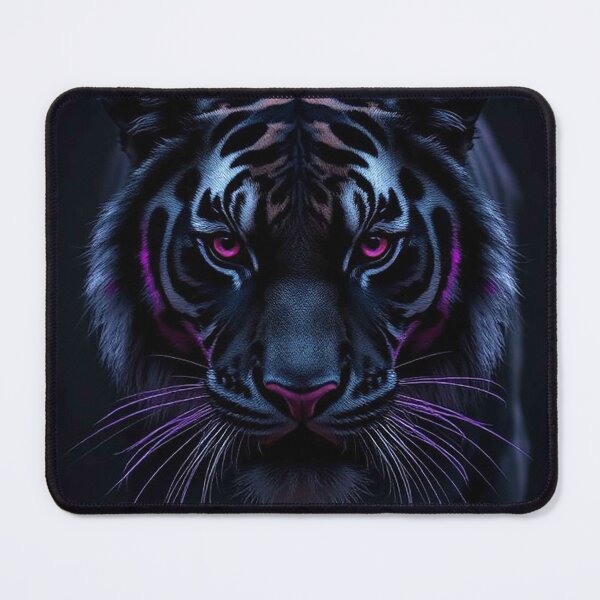 Item preview, Neon Shadow Tiger – Mystical Black Tiger with Glowing Purple Eyes designed and sold by MFMart.