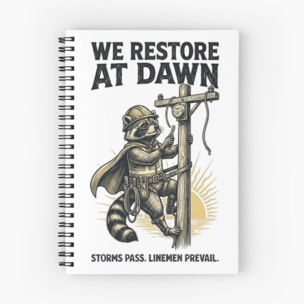 Item preview, We restore At Dawn, Lineman Raccoon Lineworker Design, Storm Repair designed and sold by designwiss.